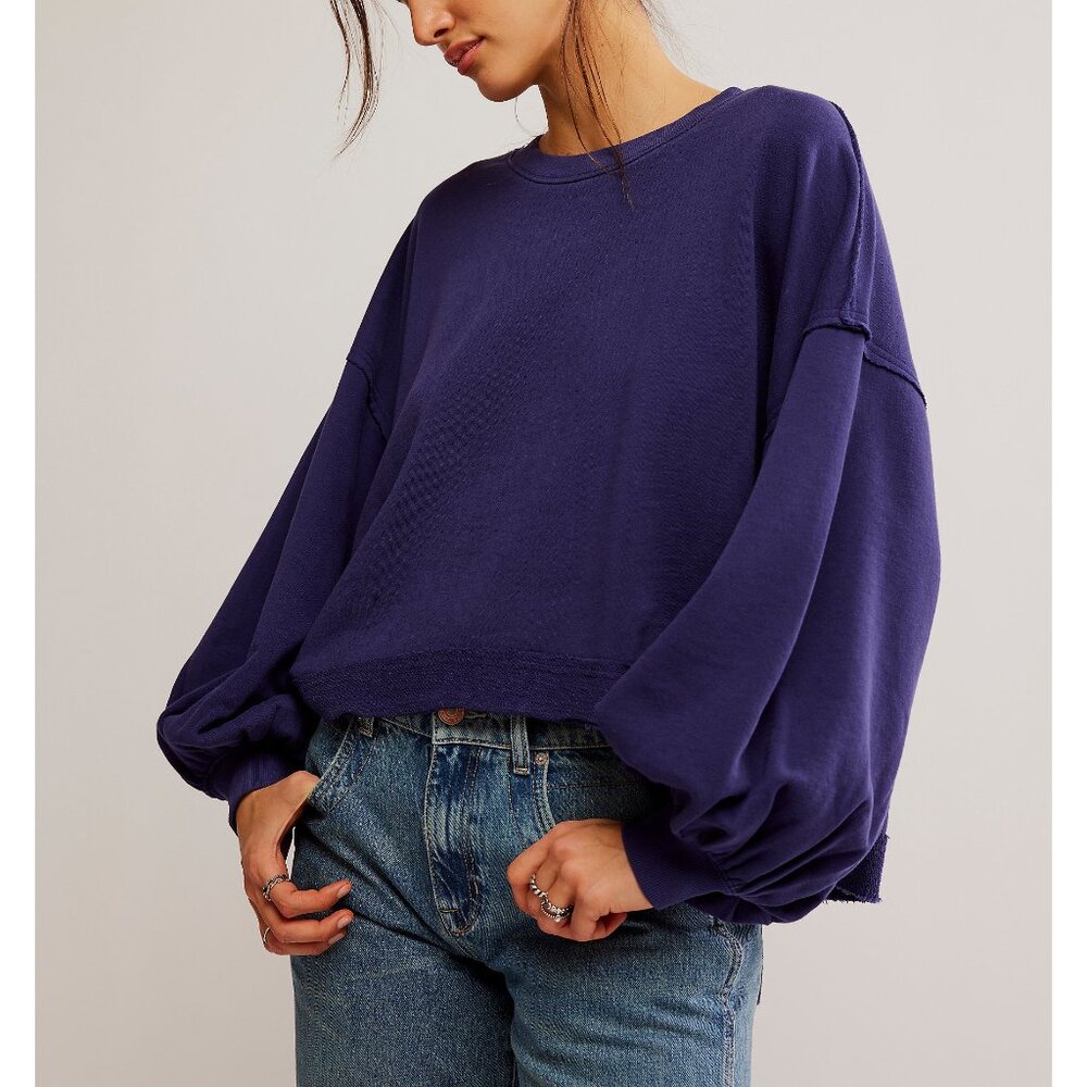 NWT FREE PEOPLE Trish Sweatshirt / Eclipse